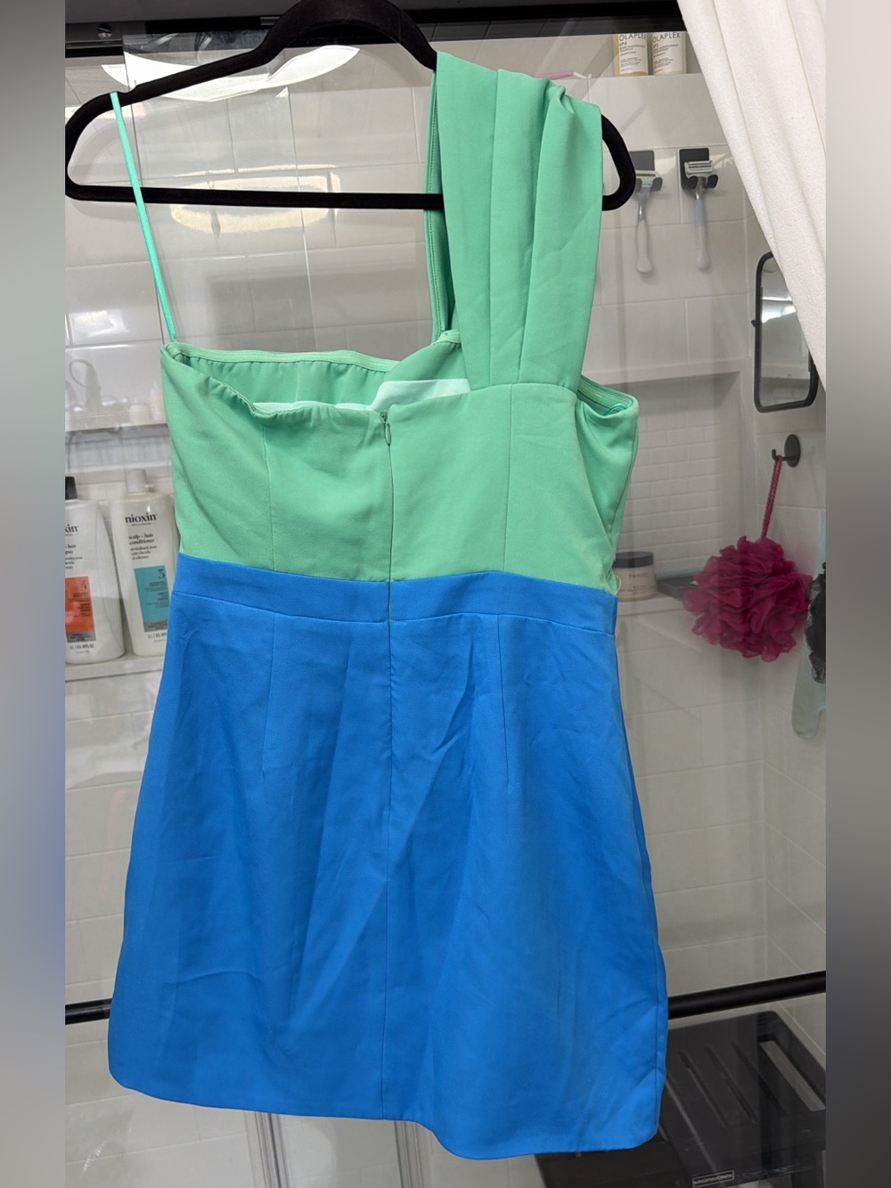 DO+BE Twist-Front Two-Tone Mini Dress in Aqua & Blue - Picture 5 of 5